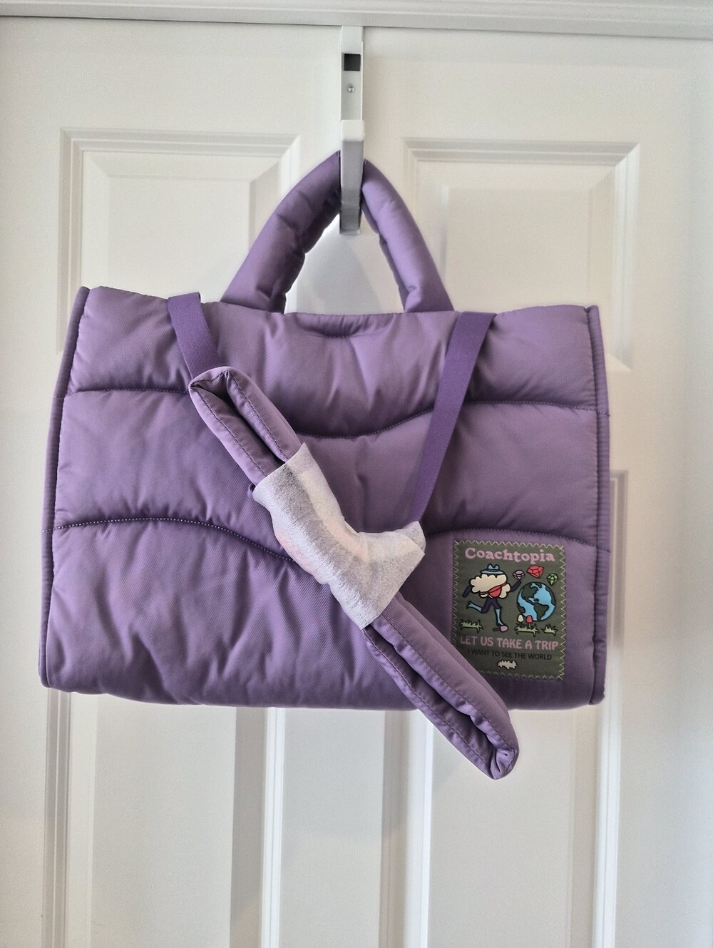*NWT* [Coachtopia] Loop Puffy Tote With Wavy Quilting In Purple, CQ057